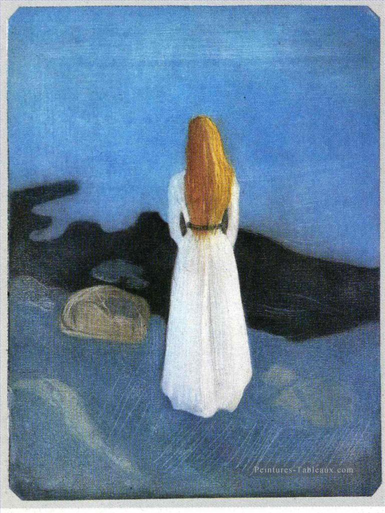 jeune femme sur le rivage 1896 Edvard Munch Expressionism Peintures à l'huile